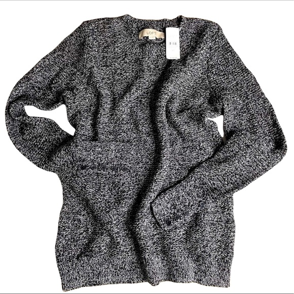 LOFT Sweaters - LOFT BLACK WHITE MIX LONG SLEEVE BUTTON SWEATER
